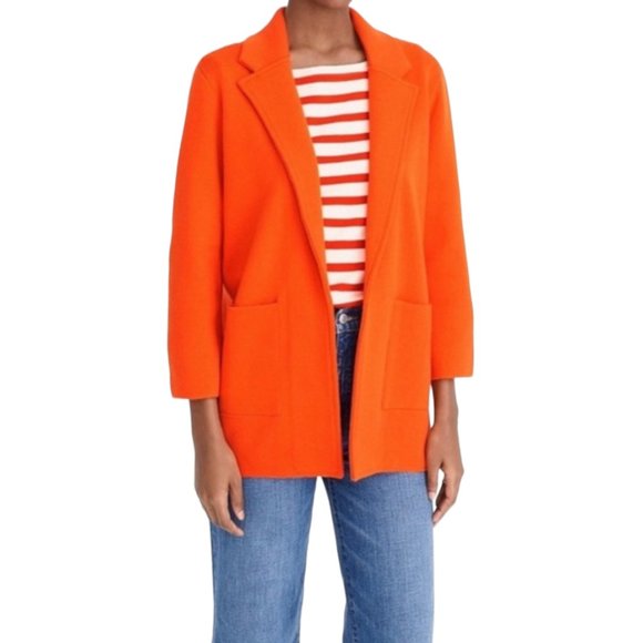 J. Crew Sophie Open‎ Front Cardigan XS Orange Merino Wool - Picture 1 of 6